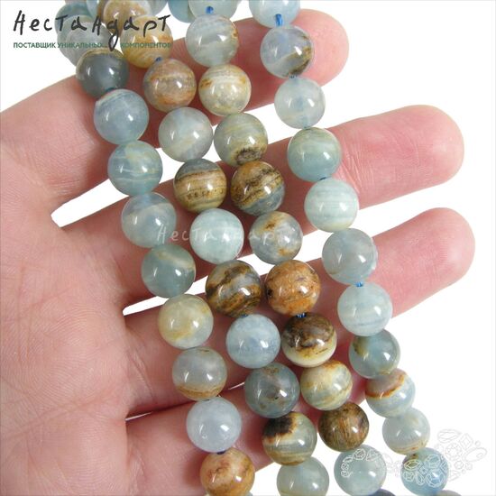 Кальцит голубой натуральный гладкий 9 мм (уп. 6 шт.), изображение 2