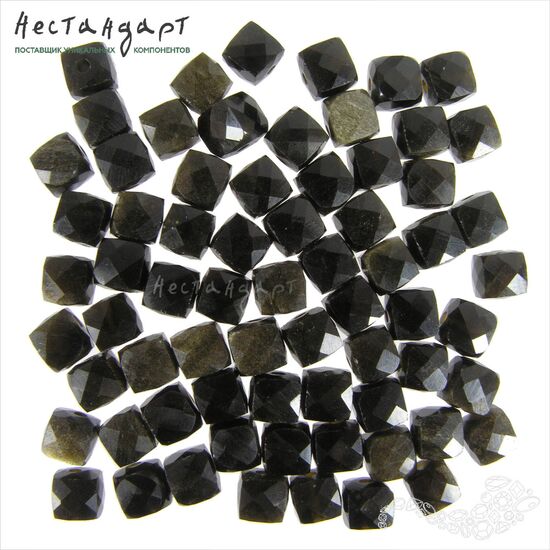 Обсидиан натуральный золотистый Cube 6 мм, изображение 3