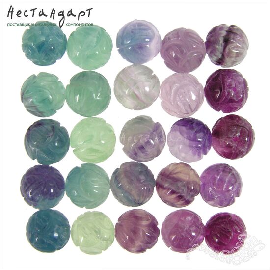 Флюорит натуральный резной Rainbow Lotus 12 мм