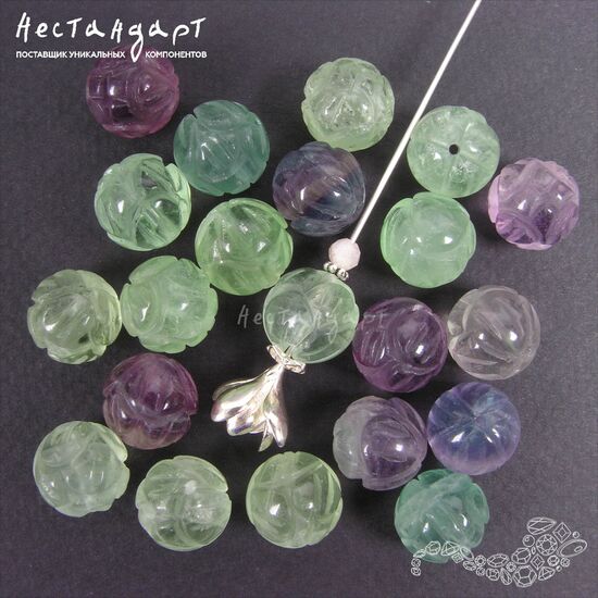 Флюорит натуральный резной Rainbow Lotus 12 мм, изображение 3