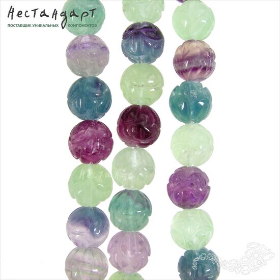 Флюорит натуральный резной Rainbow Lotus 12 мм, изображение 4