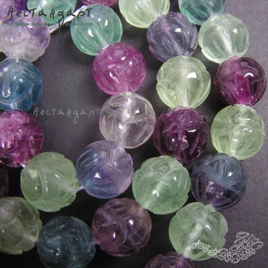 Флюорит натуральный резной Rainbow Lotus 12 мм, изображение 5