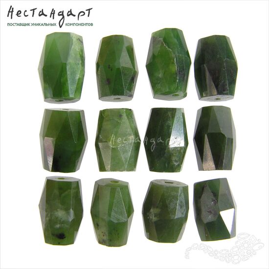 Нефрит натуральный с огранкой Sfaccettato 14х10 мм, изображение 4