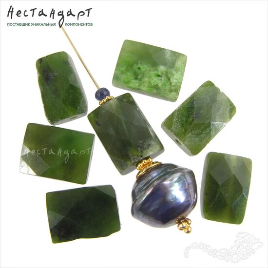 Нефрит натуральный байкальский Treasure 14х10 мм. Уценка, изображение 4