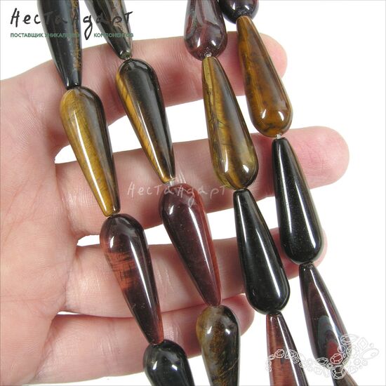 Тигровый, бычий глаз натуральный Smooth Drop 30х10 мм, изображение 2