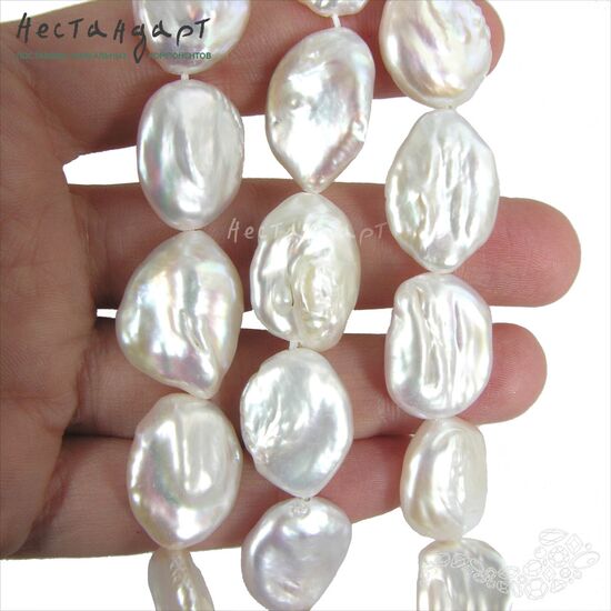 Жемчуг натуральный Baroque Coin 19-22 мм, изображение 2