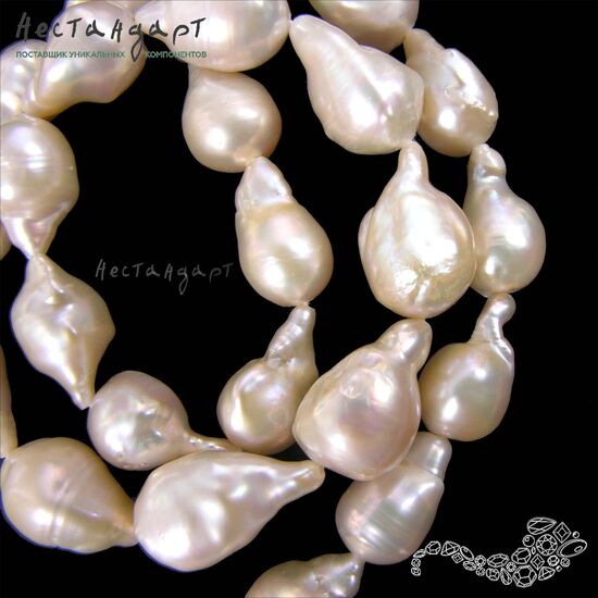 Жемчуг натуральный Goccia Barocco 14-16 мм, изображение 2