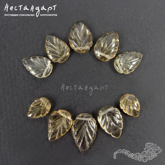 Кварц дымчатый натуральный резной Mini Leaf 6-10 мм (уп. 5 шт.), изображение 2