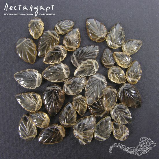 Кварц дымчатый натуральный резной Mini Leaf 6-10 мм (уп. 5 шт.), изображение 4