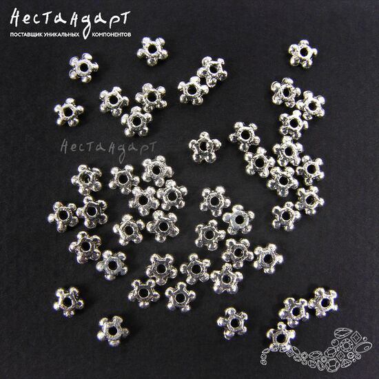 Бусина рондель Daisy Silver 4 мм (уп.30 шт.), изображение 2
