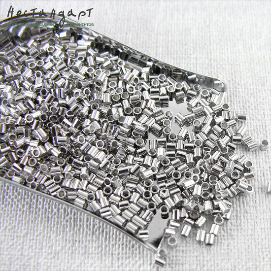 Кримп зажимной Rhodium Plated 1,3х1,2 мм (уп. 20 шт), изображение 2