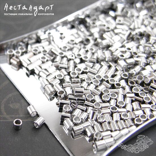 Кримп зажимной Rhodium Plated 1,3х1,2 мм (уп. 20 шт), изображение 3