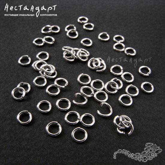 Кольцо соединительное разъемное Sterling Silver Rhodium plated 4x0,7 мм