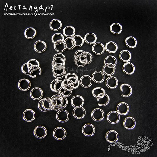 Кольцо соединительное разъемное Sterling Silver Rhodium plated 4x0,7 мм, изображение 2