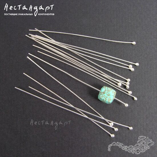 Пин с шариком Sterling Silver 45х0,5 мм, изображение 3