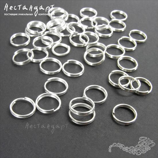 Кольцо двойной крутки Double Rings Silver Tone 7 мм (уп. 20 шт.)