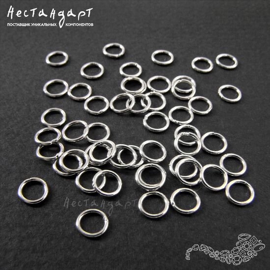 Кольцо соединительное паяное Sterling Silver Rhodium plated 5х0,5 мм (уп.5 шт), изображение 2
