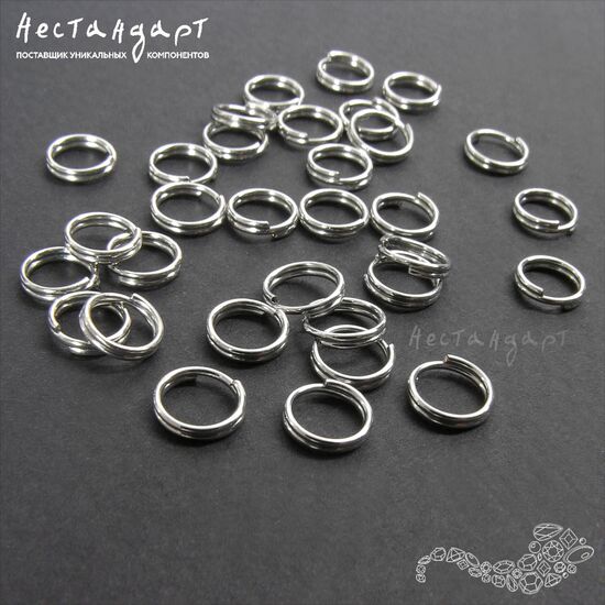 Кольцо двойной крутки Double Rings Rhodium Tone 6 мм (уп.20 шт.), изображение 2