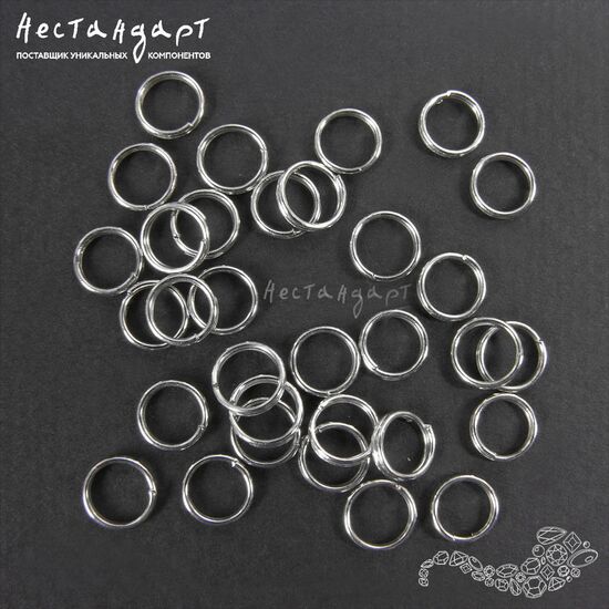 Кольцо двойной крутки Double Rings Rhodium Tone 6 мм (уп.20 шт.)