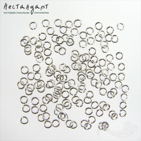Кольцо соединительное разъемное Rhodium Plated 3х0,6 мм (уп. 20 шт.), изображение 2