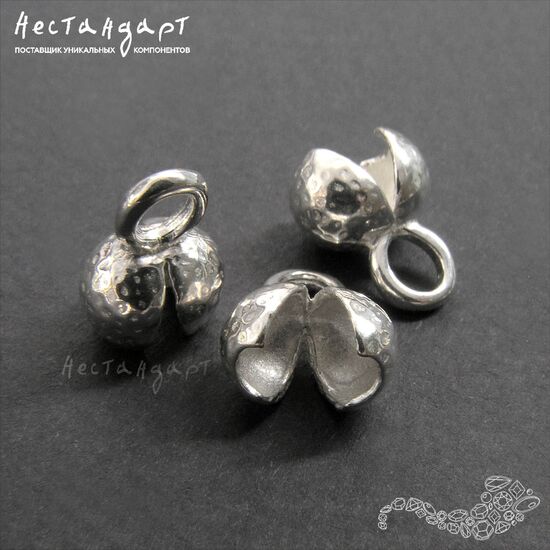 Каллот для узла Textured Sterling Silver 12,5х7 мм, изображение 5