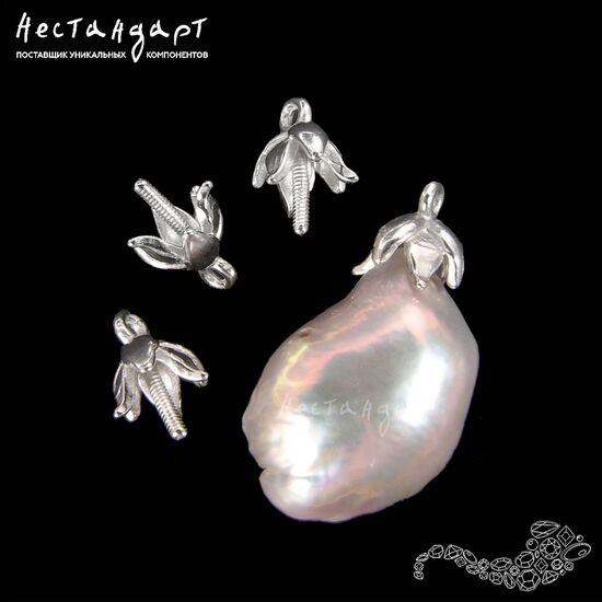 Концевик со штифтом Sonnette Sterling Silver Rhodium Plated 8х5 мм