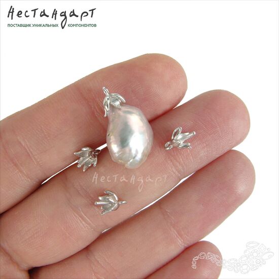 Концевик со штифтом Sonnette Sterling Silver Rhodium Plated 8х5 мм, изображение 2