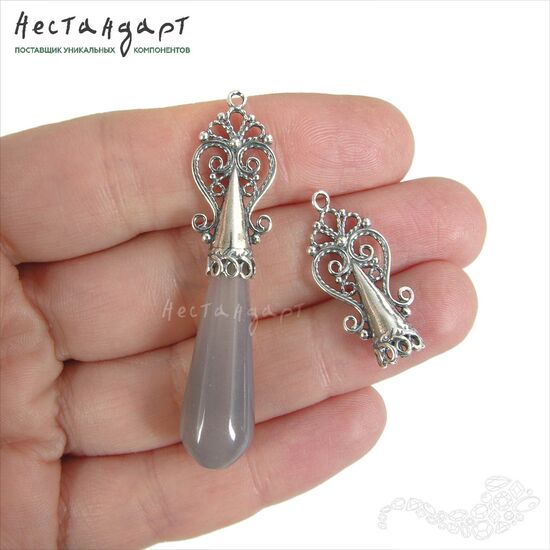 Концевик со штифтом Byzantine Filigree Silver Plated 27х12 мм, изображение 3