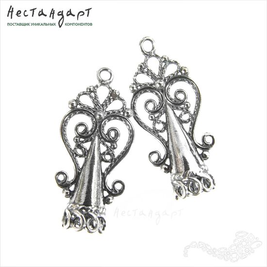 Концевик со штифтом Byzantine Filigree Silver Plated 27х12 мм, изображение 5