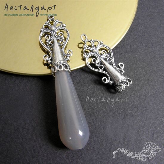 Концевик со штифтом Byzantine Filigree Silver Plated 27х12 мм, изображение 6