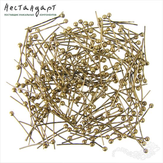 Пин с шариком Antique Bronze 17х0,4 мм (уп. 30 шт.), изображение 3