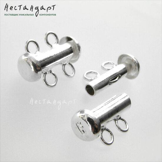 Замок-коннектор с фиксатором 2-strand Sterling Silver 16 мм, изображение 2