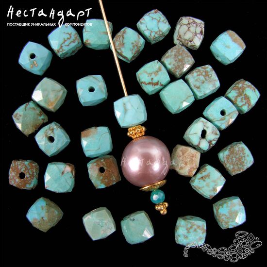 Бирюза натуральная стабилизированная Hubei Cube 6-7 мм