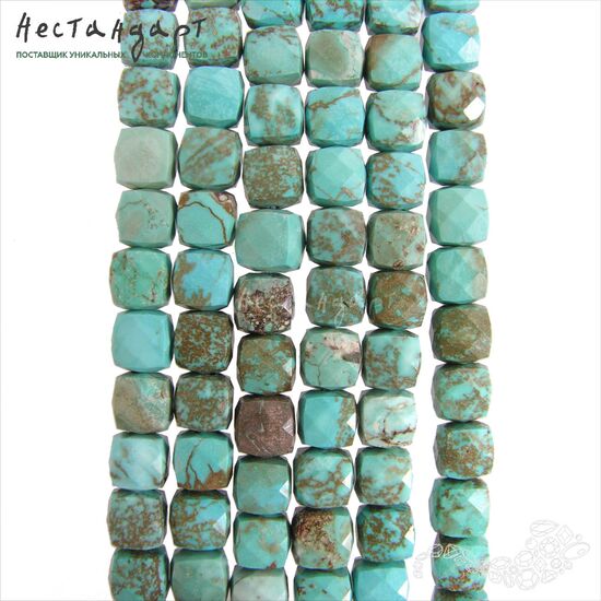 Бирюза натуральная стабилизированная Hubei Cube 6-7 мм, изображение 3