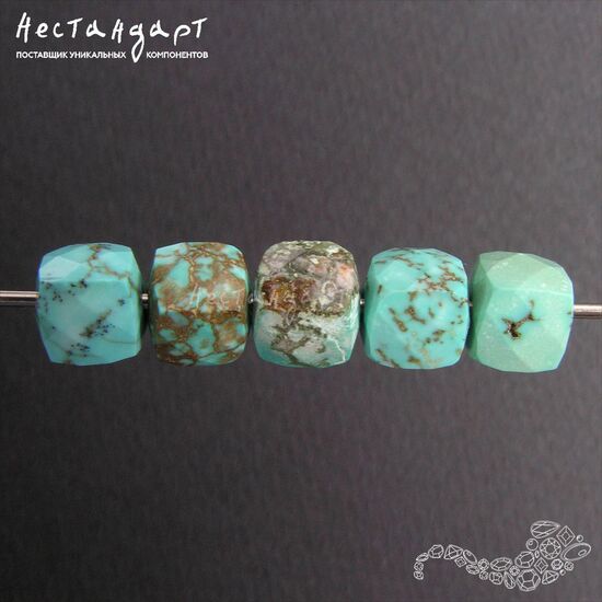 Бирюза натуральная стабилизированная Hubei Cube 6-7 мм, изображение 4