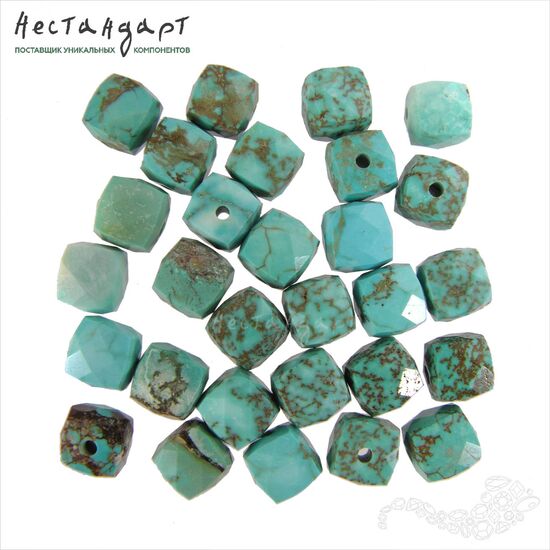 Бирюза натуральная стабилизированная Hubei Cube 6-7 мм, изображение 5