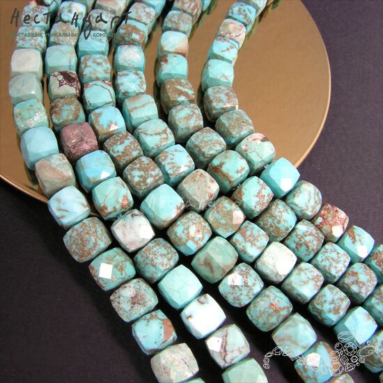 Бирюза натуральная стабилизированная Hubei Cube 6-7 мм, изображение 6