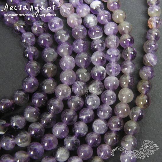 Аметист натуральный гладкий 5,5-6 мм (нить 20 см), изображение 3
