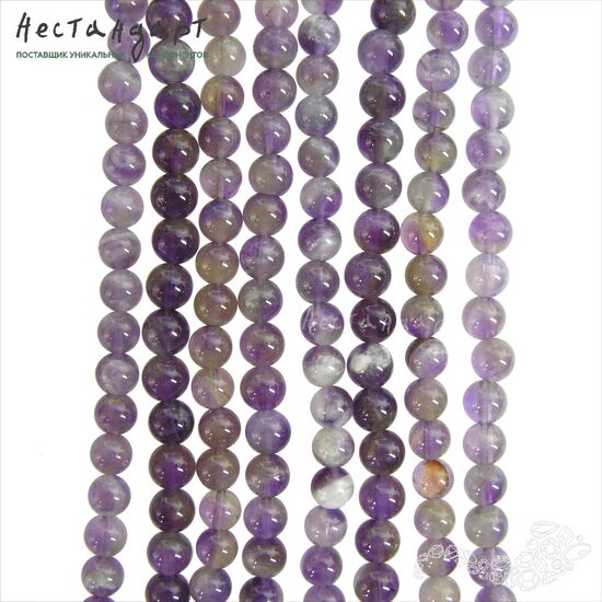 Аметист натуральный гладкий 5,5-6 мм (нить 20 см), изображение 4