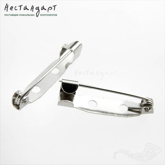 Основа для броши и значка Steel Rhodium Tone (5 шт.) (25 мм), Размер: 25 мм