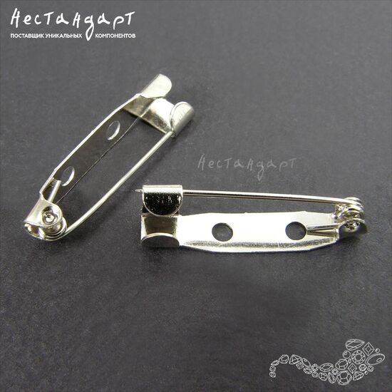 Основа для броши и значка Steel Rhodium Tone (5 шт.) (25 мм), Размер: 25 мм, изображение 3