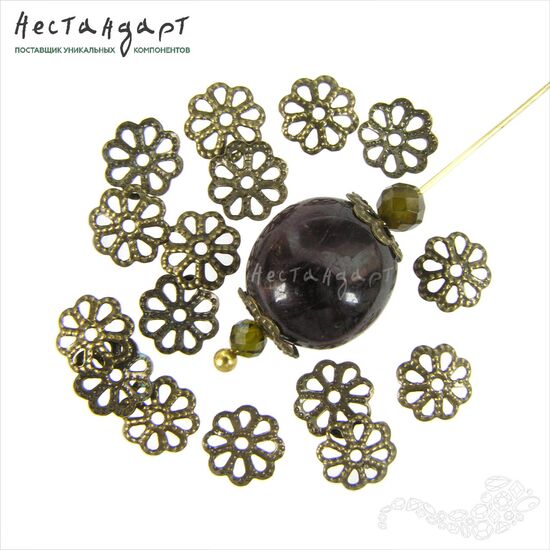 Чашечки для бусин Bronze Vintage 7 мм (уп. 10 шт.)
