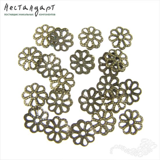 Чашечки для бусин Bronze Vintage 7 мм (уп. 10 шт.), изображение 3