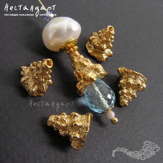 Чашечки для бусин Rapana Shell Gold Plated 10 мм, изображение 3