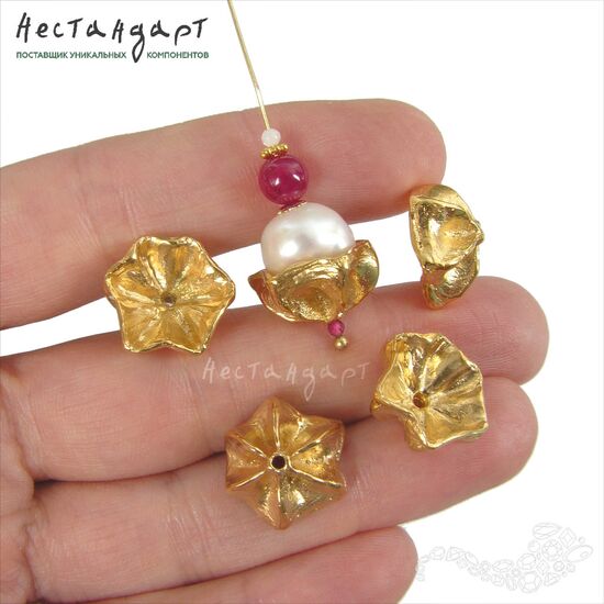 Чашечки для бусин Merengue Gold Plated 16 мм, изображение 3