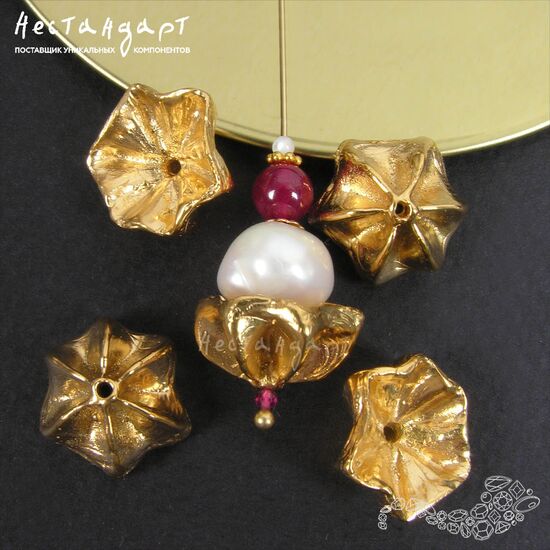 Чашечки для бусин Merengue Gold Plated 16 мм, изображение 4