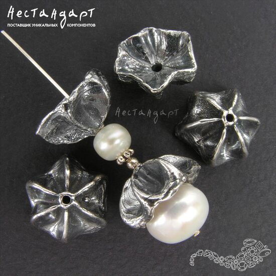 Чашечки для бусин Merengue Silver Plated 16 мм, изображение 3