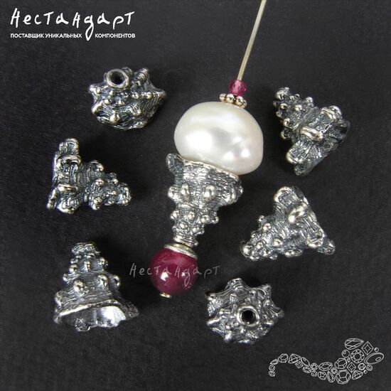 Чашечки для бусин Rapana Shell Silver Plated 10 мм, изображение 3