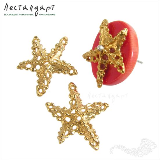 Коннектор-подвеска Starfish Gold Plated 22 мм