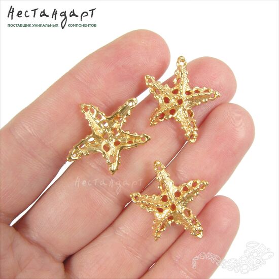 Коннектор-подвеска Starfish Gold Plated 22 мм, изображение 2